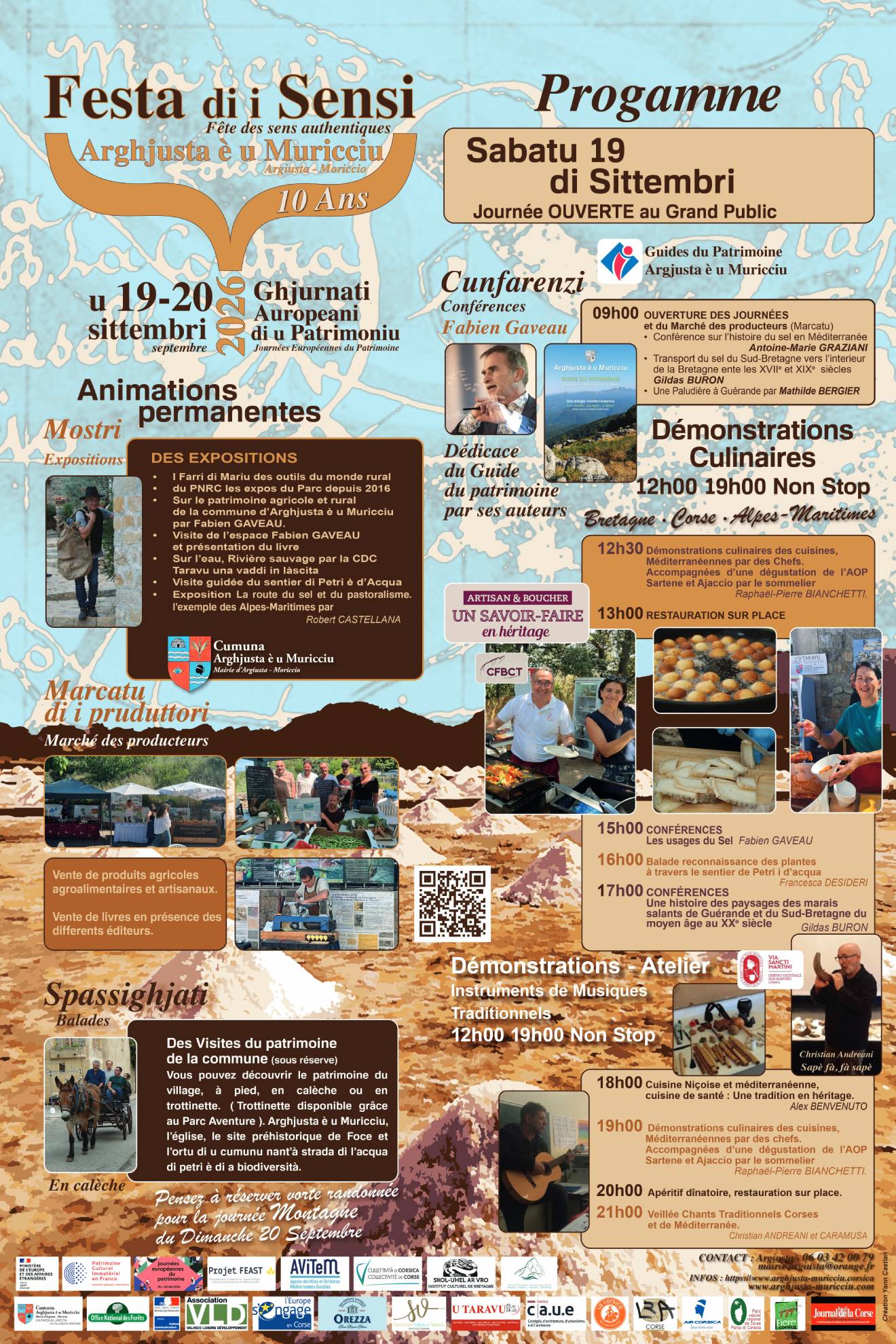 A Festa di i Sensi 2026 programme samedi 19 septembre 2026 Arghjusta e u Muricciu